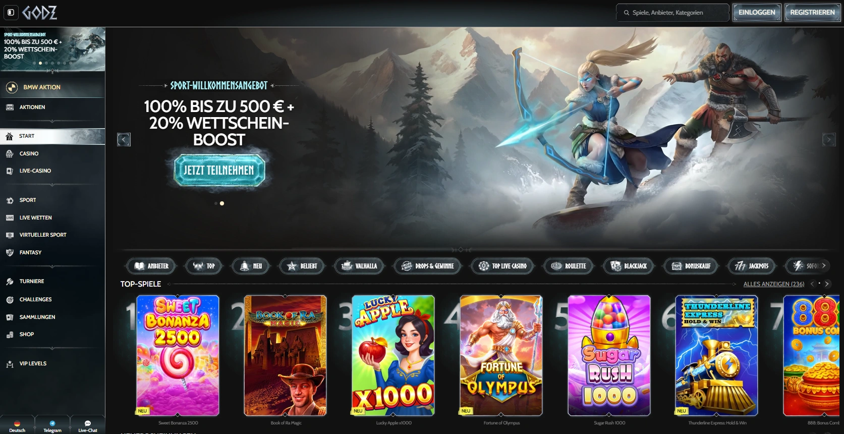 Godz Casino online nutzen: Konto anlegen und einloggen